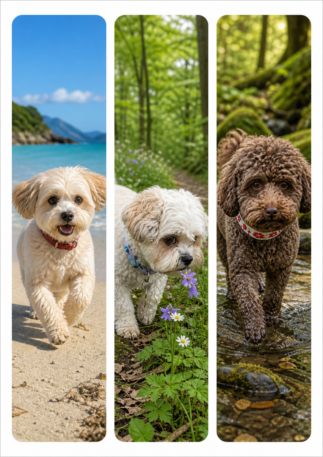 Three full-colour outdoor dog bookmarks